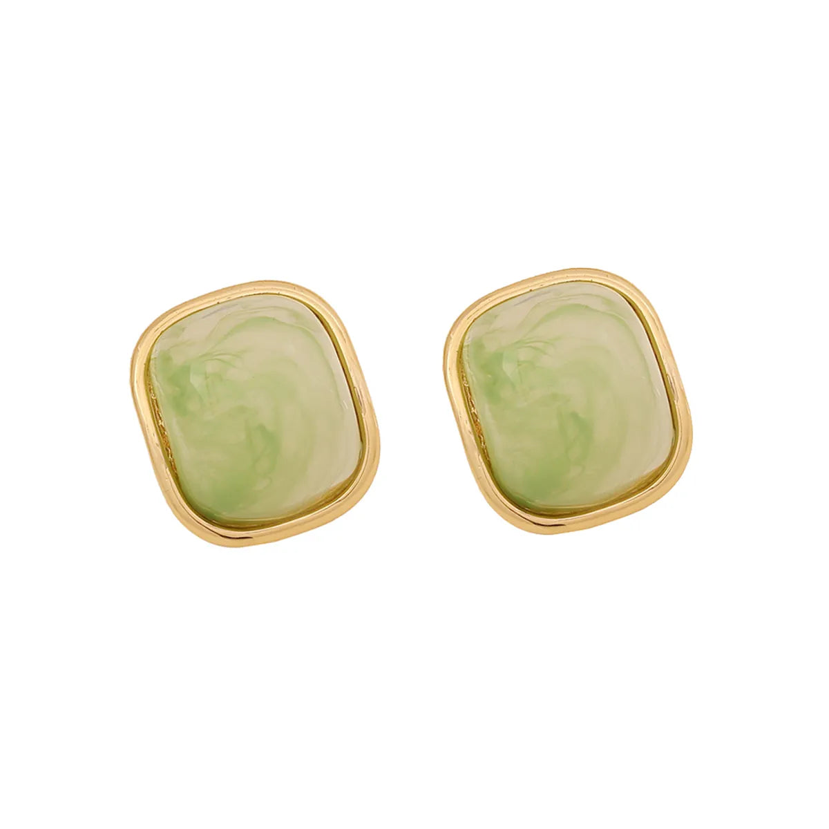 1 Pair Cute Sweet Commute Square Plating Inlay 304 Stainless Steel Acrylic 18K Gold Plated Ear Studs