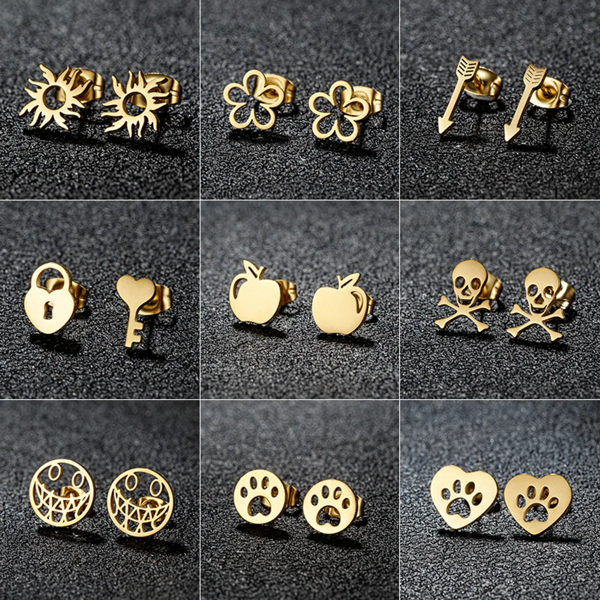 1 Pair Cute Sweet Flower Apple Polishing Plating 304 Stainless Steel 18K Gold Plated Ear Studs