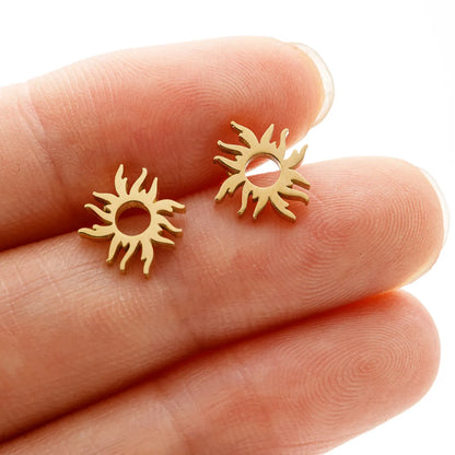 1 Pair Cute Sweet Flower Apple Polishing Plating 304 Stainless Steel 18K Gold Plated Ear Studs