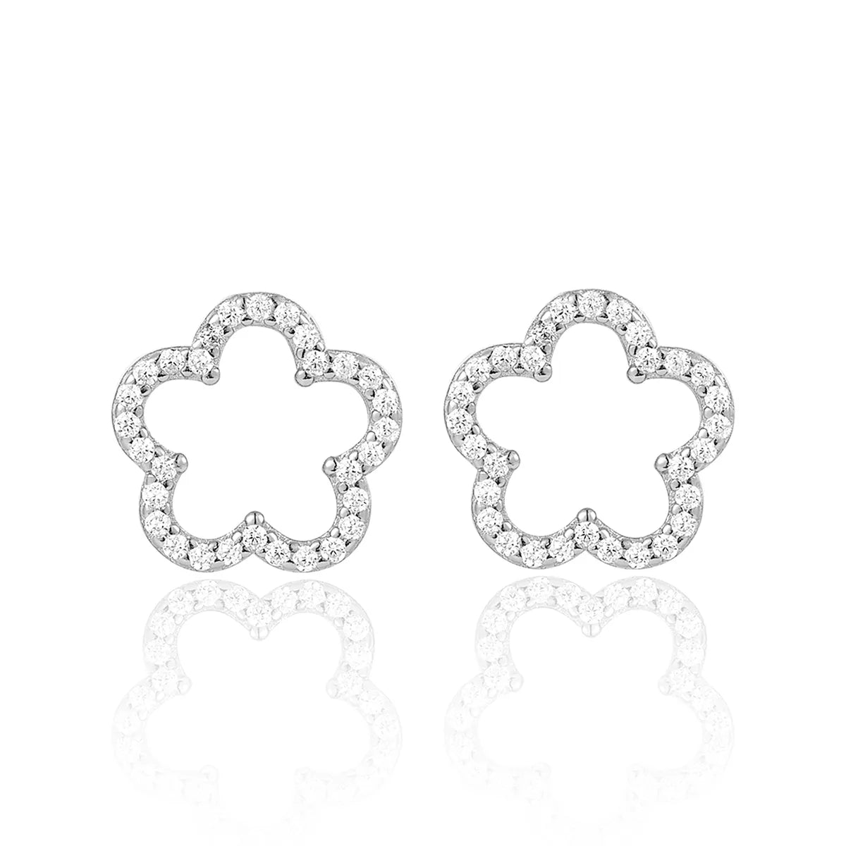 1 Pair Cute Sweet Flower Inlay Sterling Silver Zircon White Gold Plated Gold Plated Ear Studs