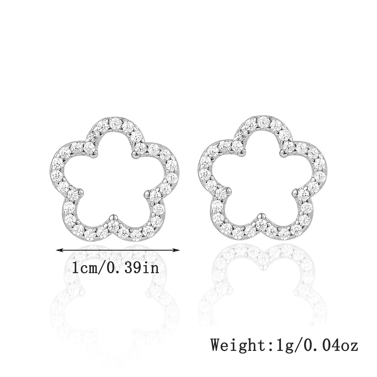 1 Pair Cute Sweet Flower Inlay Sterling Silver Zircon White Gold Plated Gold Plated Ear Studs