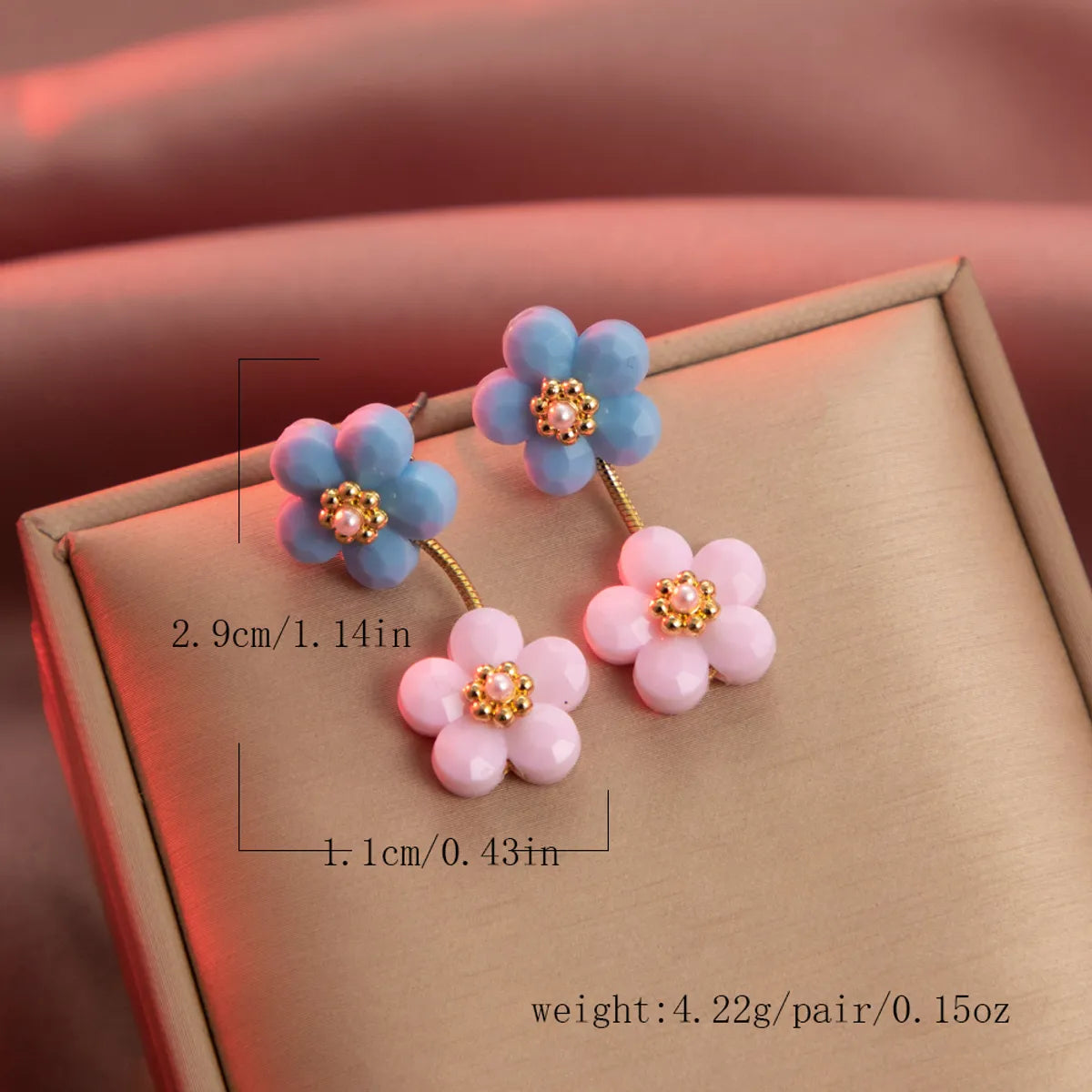 1 Pair Cute Sweet Flower Plating Alloy Resin Drop Earrings