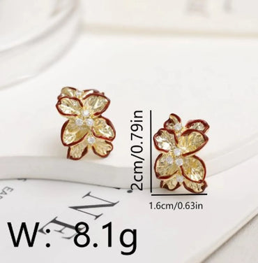 1 Pair Cute Sweet Flower Plating Copper 18K Gold Plated Ear Studs