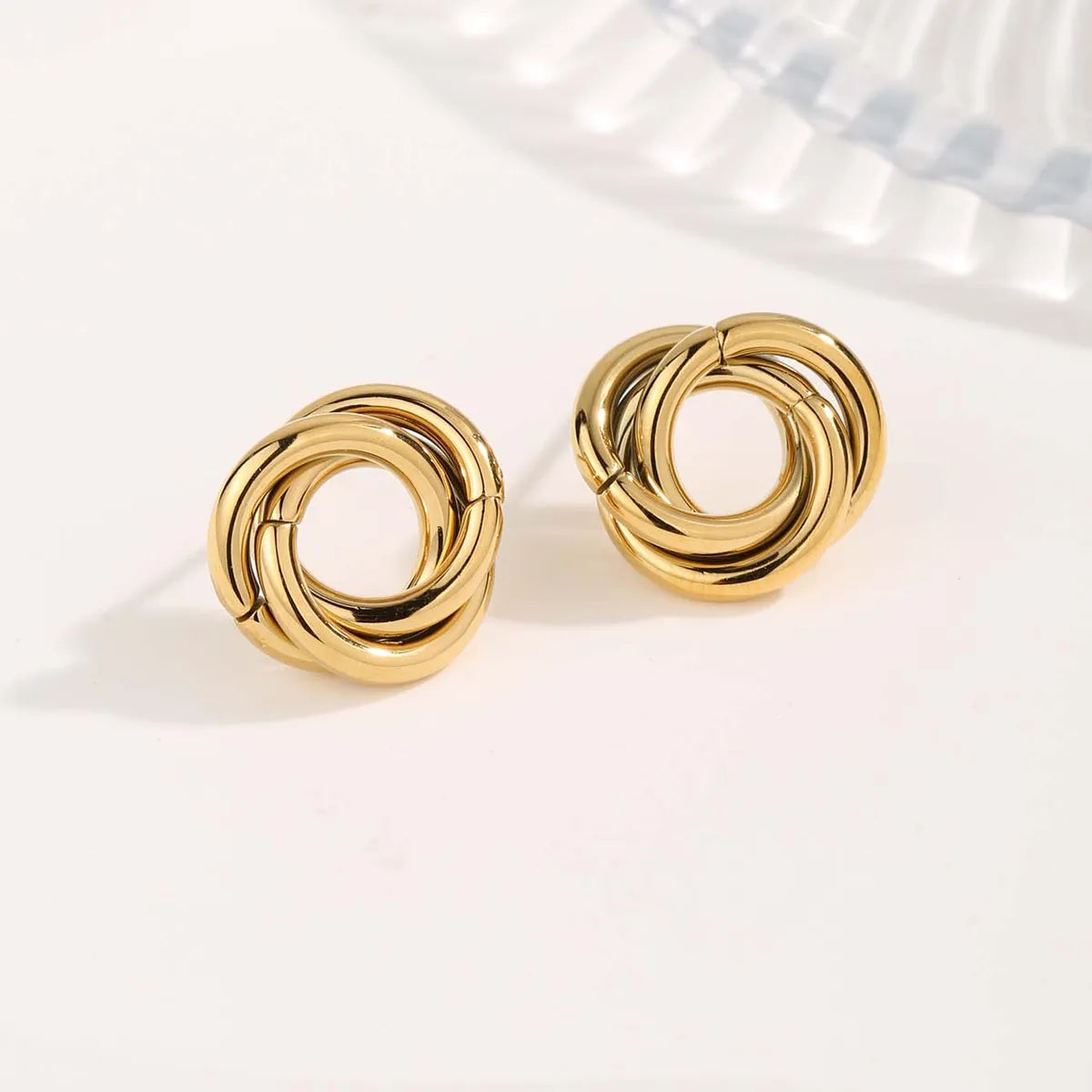 1 Pair Cute Sweet Flower Plating 304 Stainless Steel Copper Rhinestones 18K Gold Plated Ear Studs