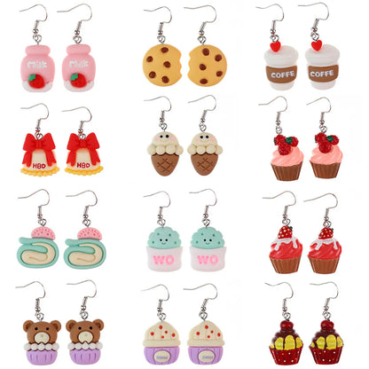 1 Pair Cute Sweet Fruit Heart Shape Plastic Resin Earrings