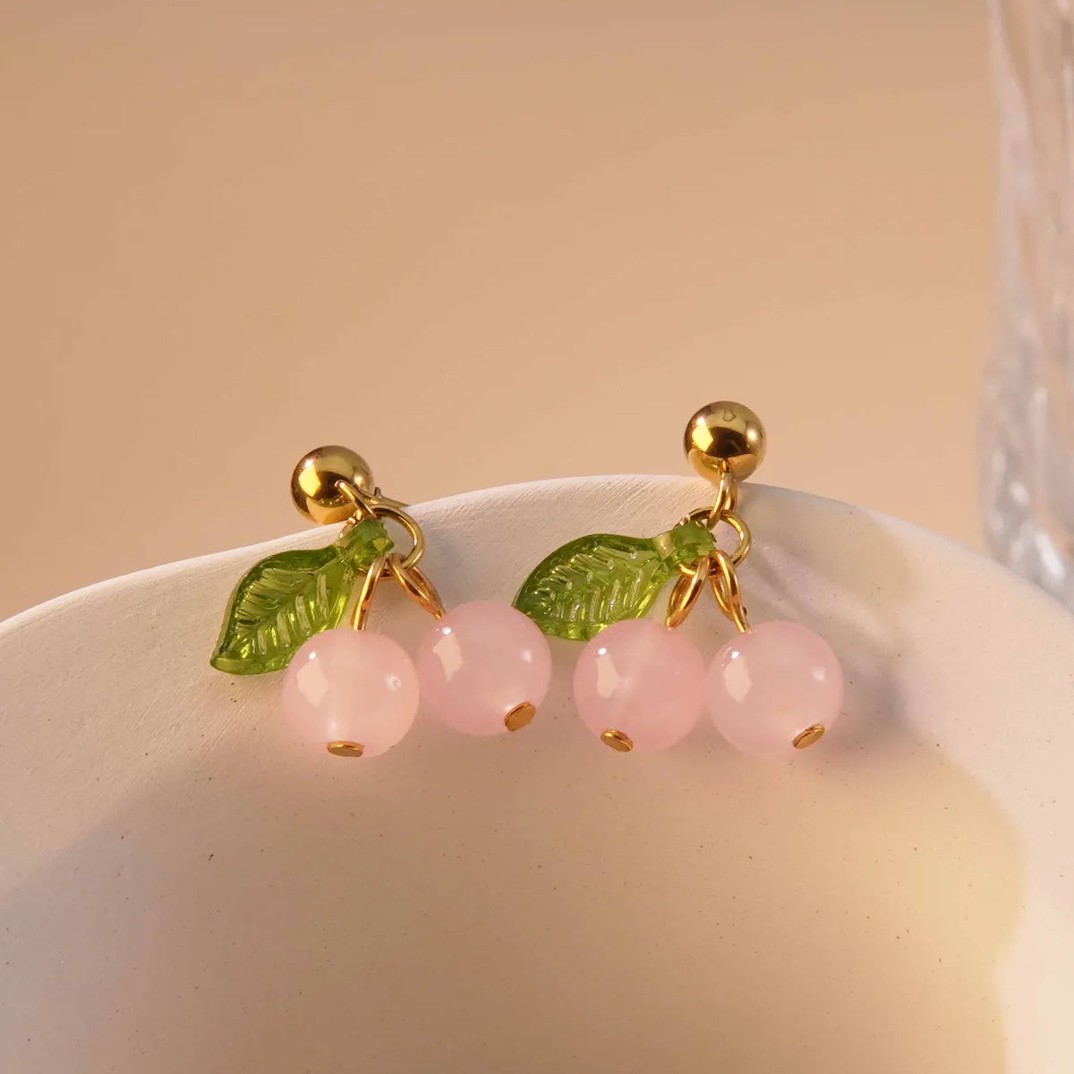 1 Pair Cute Sweet Fruit Plating 304 Stainless Steel 18K Gold Plated Drop Earrings