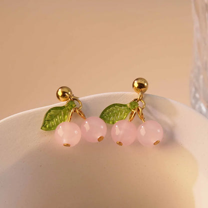 1 Pair Cute Sweet Fruit Plating 304 Stainless Steel 18K Gold Plated Drop Earrings