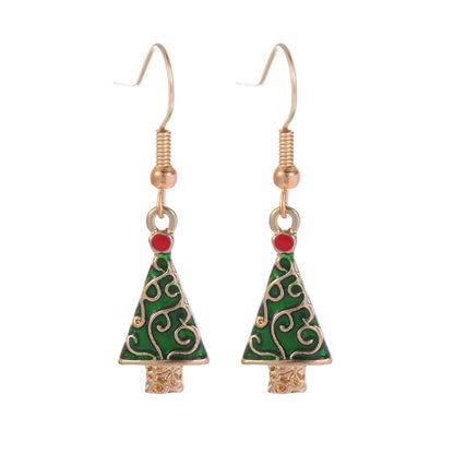 1 Pair Cute Sweet Geometric Christmas Tree Santa Claus Enamel Zinc Alloy Drop Earrings