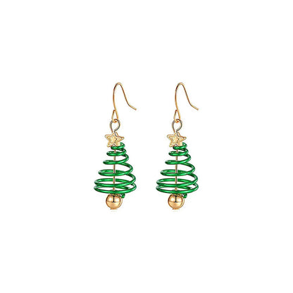 1 Pair Cute Sweet Geometric Christmas Tree Santa Claus Enamel Zinc Alloy Drop Earrings