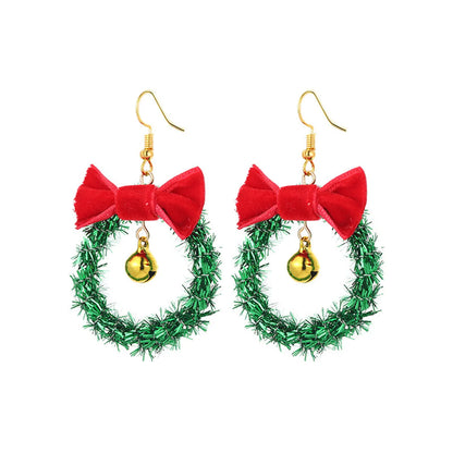 1 Pair Cute Sweet Geometric Christmas Tree Santa Claus Enamel Zinc Alloy Drop Earrings