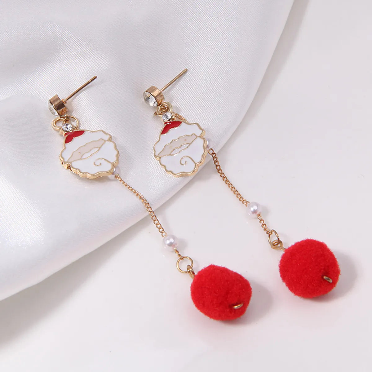 1 Pair Cute Sweet Geometric Christmas Tree Santa Claus Enamel Zinc Alloy Drop Earrings