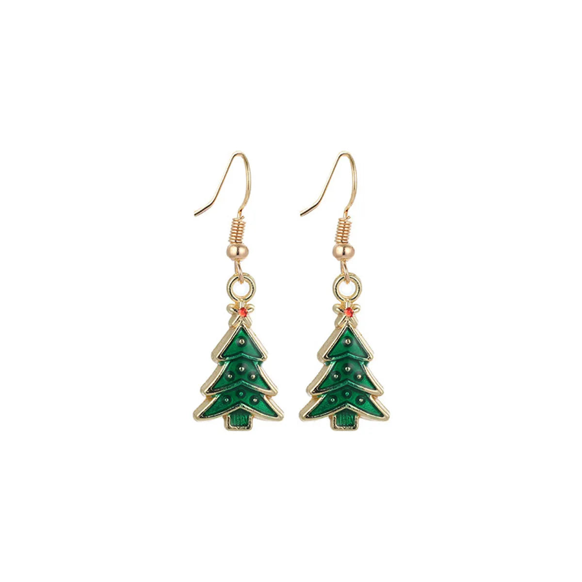 1 Pair Cute Sweet Geometric Christmas Tree Santa Claus Enamel Zinc Alloy Drop Earrings