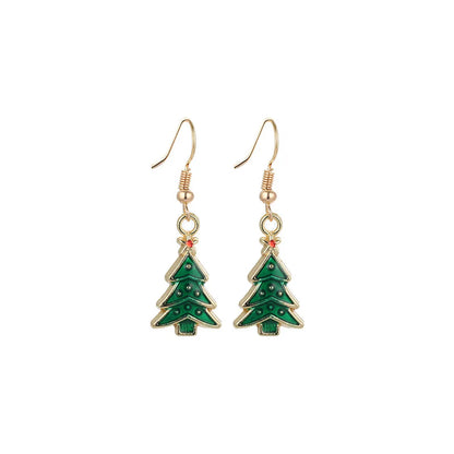 1 Pair Cute Sweet Geometric Christmas Tree Santa Claus Enamel Zinc Alloy Drop Earrings