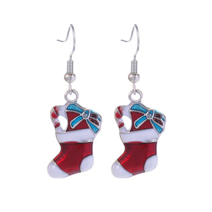 1 Pair Cute Sweet Geometric Christmas Tree Santa Claus Enamel Zinc Alloy Drop Earrings