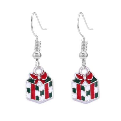 1 Pair Cute Sweet Geometric Christmas Tree Santa Claus Enamel Zinc Alloy Drop Earrings