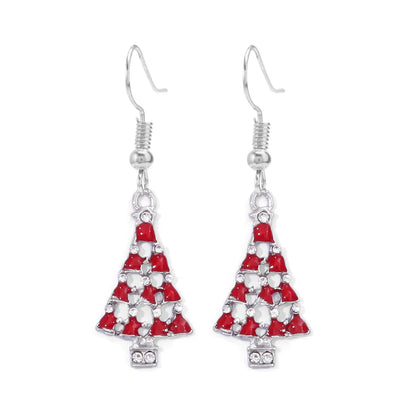 1 Pair Cute Sweet Geometric Christmas Tree Santa Claus Enamel Zinc Alloy Drop Earrings