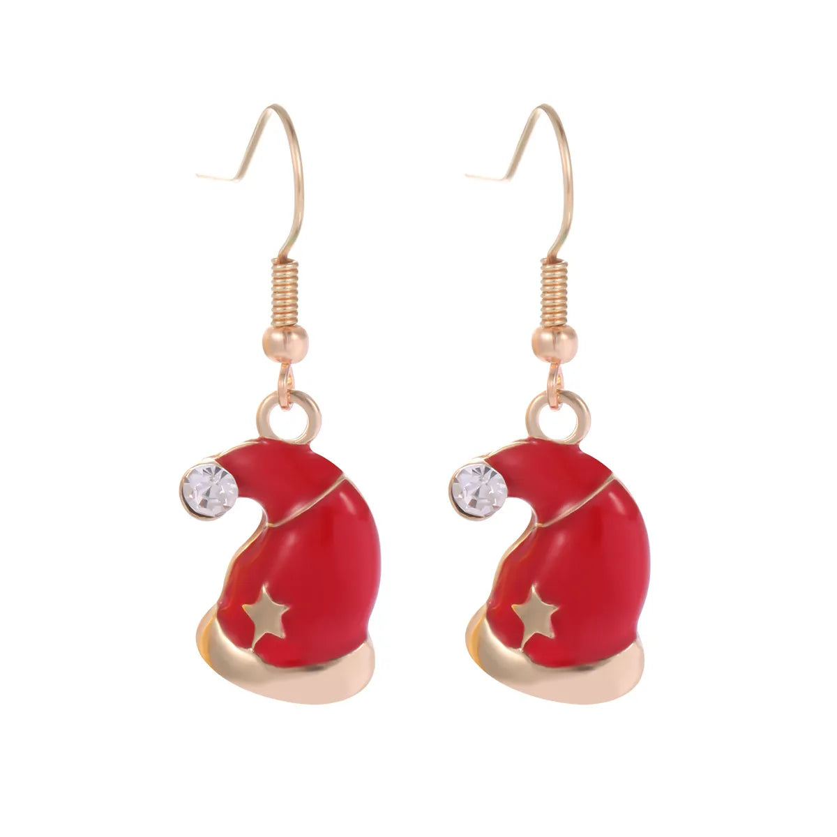 1 Pair Cute Sweet Geometric Christmas Tree Santa Claus Enamel Zinc Alloy Drop Earrings