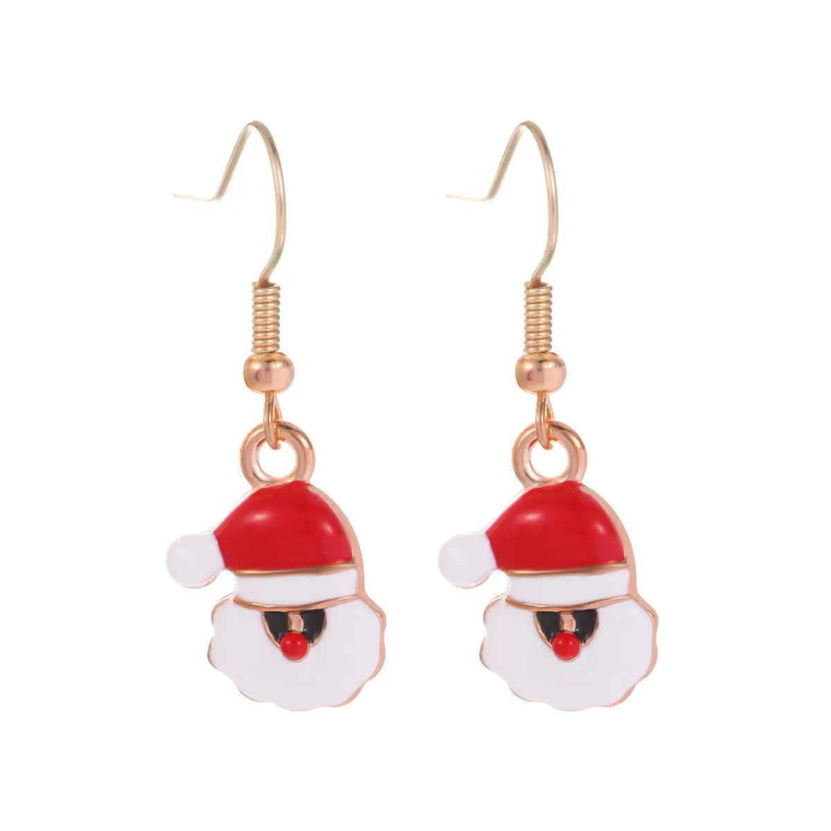 1 Pair Cute Sweet Geometric Christmas Tree Santa Claus Enamel Zinc Alloy Drop Earrings