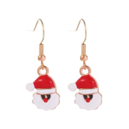 1 Pair Cute Sweet Geometric Christmas Tree Santa Claus Enamel Zinc Alloy Drop Earrings