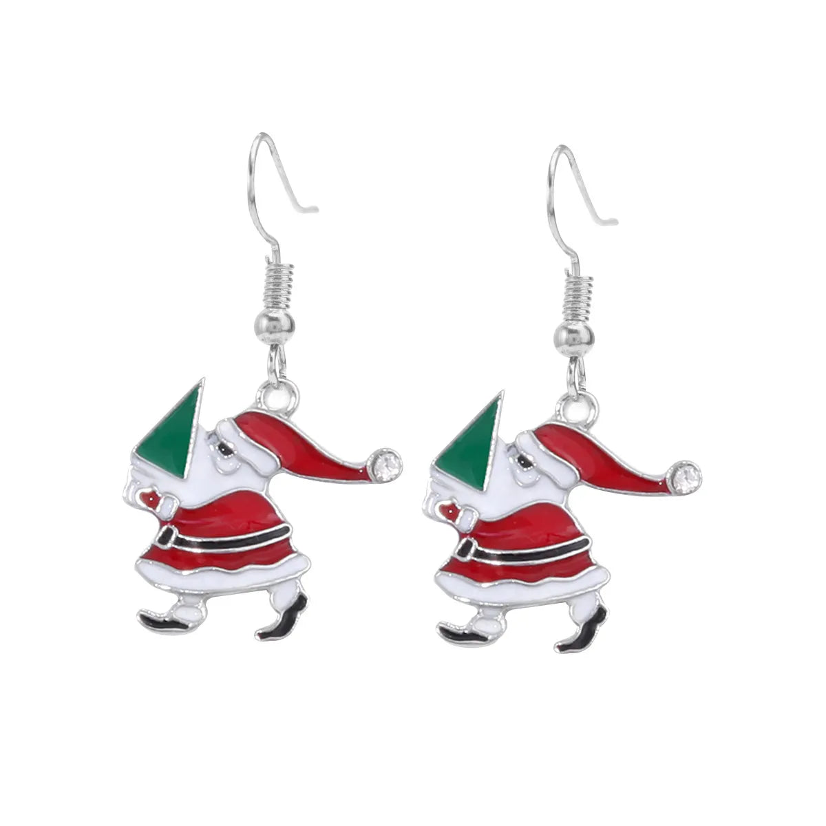 1 Pair Cute Sweet Geometric Christmas Tree Santa Claus Enamel Zinc Alloy Drop Earrings