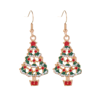 1 Pair Cute Sweet Geometric Christmas Tree Santa Claus Enamel Zinc Alloy Drop Earrings