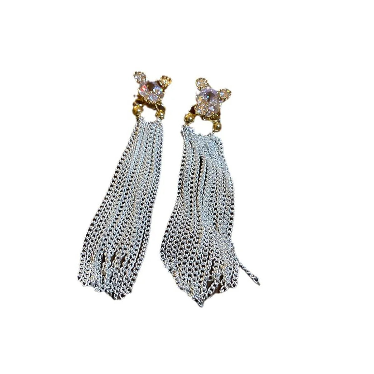 1 Pair Cute Sweet Geometric Tassel Chain Alloy Drop Earrings