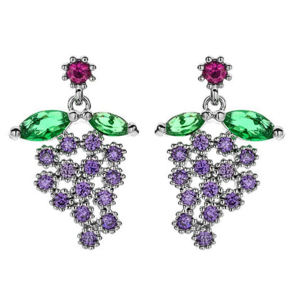 1 Pair Cute Sweet Grape Plating Inlay Copper Zircon White Gold Plated Earrings