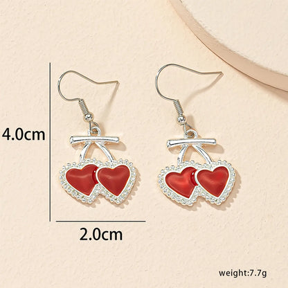 1 Pair Cute Sweet Heart Shape Alloy Drop Earrings