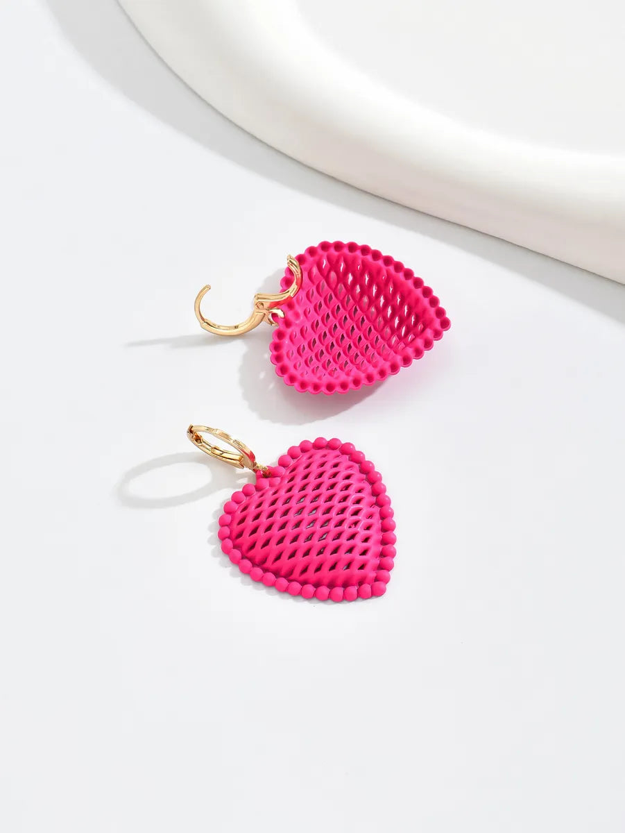 1 Pair Cute Sweet Heart Shape Alloy Drop Earrings