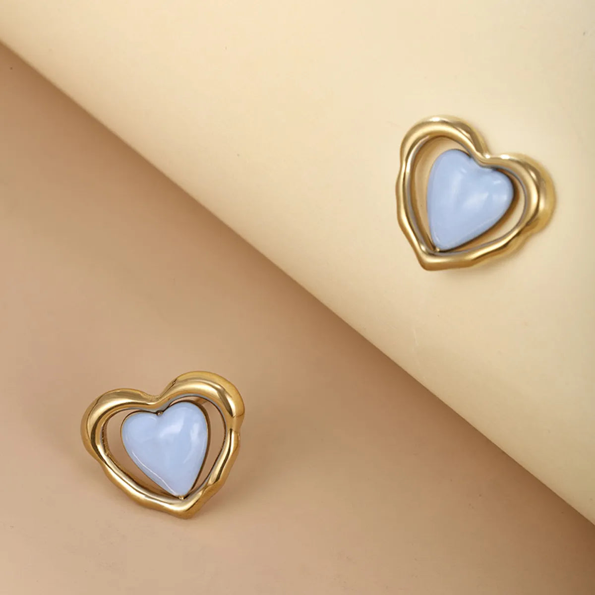 1 Pair Cute Sweet Heart Shape Enamel Plating Metal Stainless Steel 14k Gold Plated Ear Studs