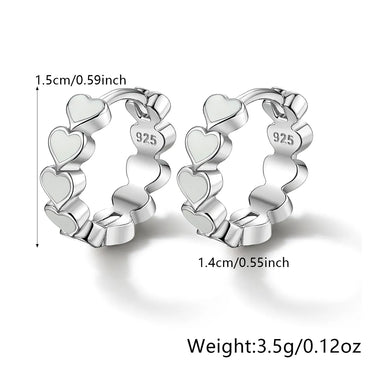 1 Pair Cute Sweet Heart Shape Enamel Plating Sterling Silver White Gold Plated Earrings