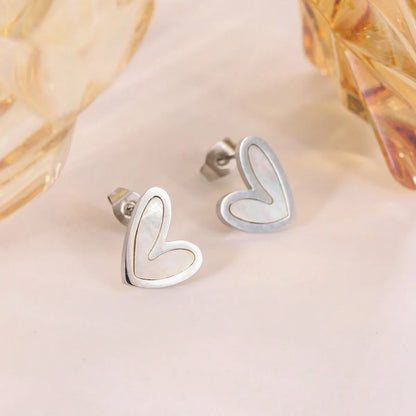 1 Pair Cute Sweet Heart Shape Plating Inlay 304 Stainless Steel Shell 18K Gold Plated Ear Studs