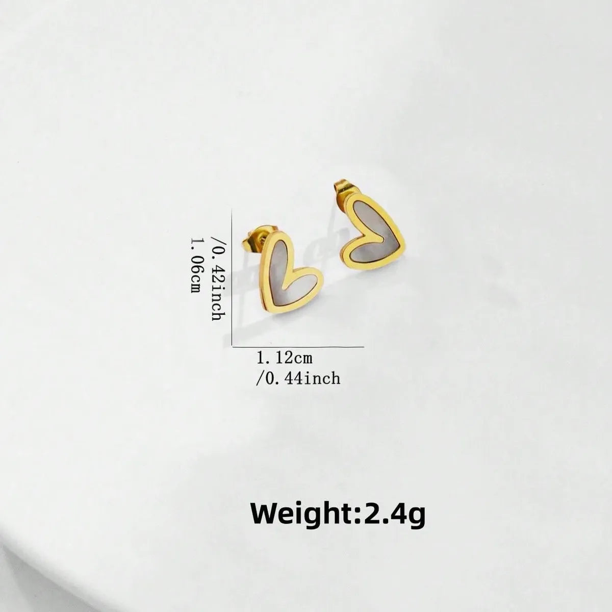 1 Pair Cute Sweet Heart Shape Plating Inlay 304 Stainless Steel Shell 18K Gold Plated Ear Studs