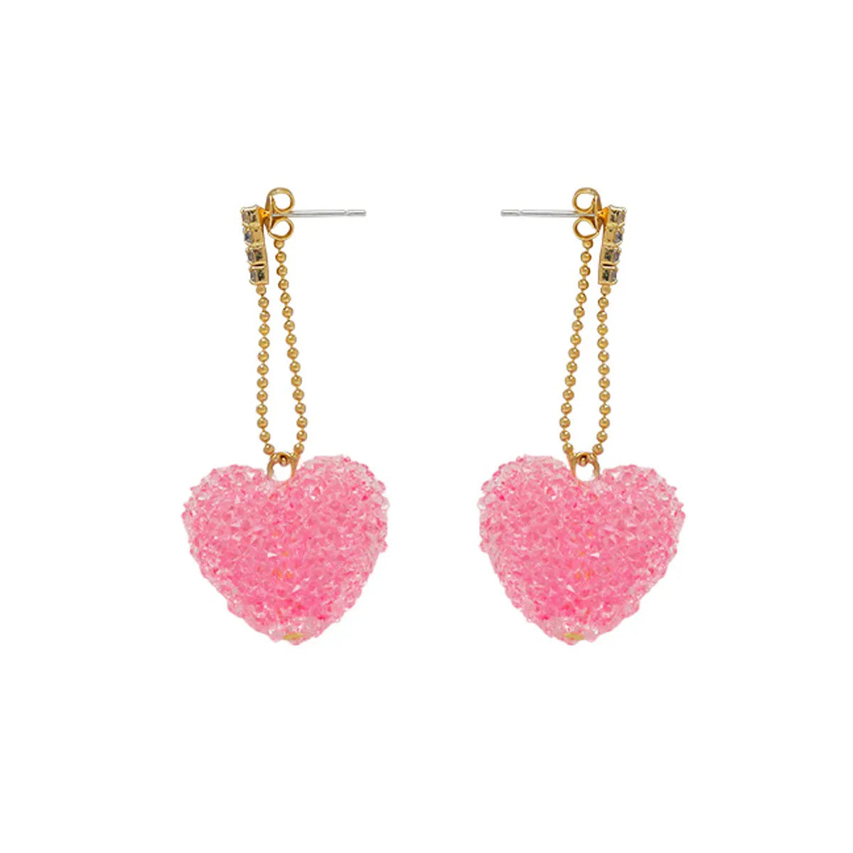 1 Pair Cute Sweet Heart Shape Plating Inlay Copper Rhinestones 18K Gold Plated Drop Earrings