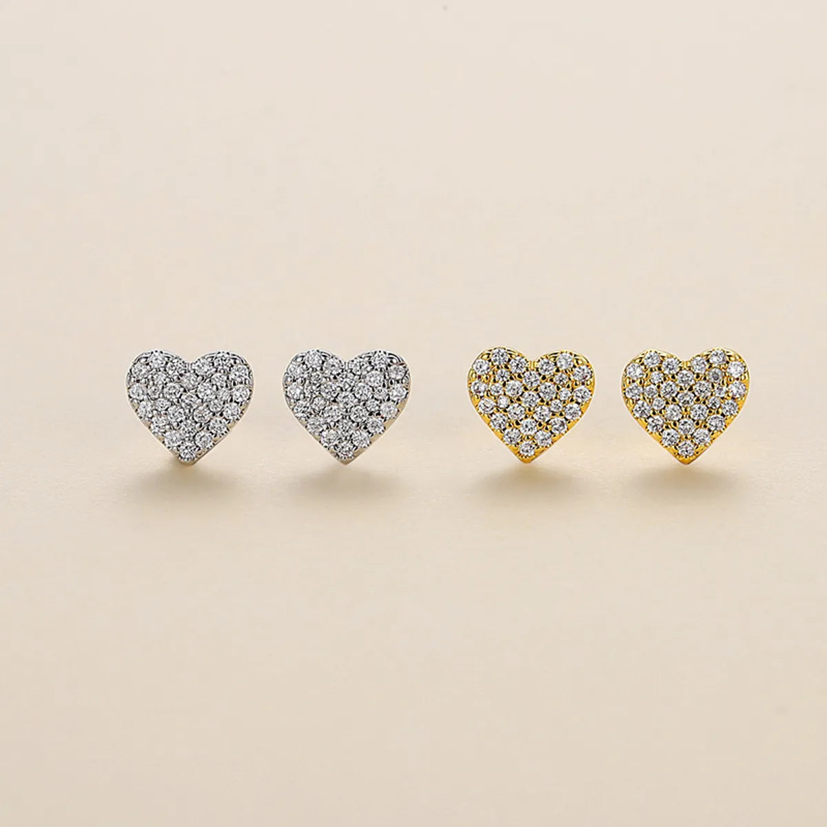 1 Pair Cute Sweet Heart Shape Plating Inlay Copper Zircon Ear Studs