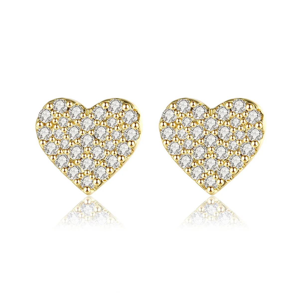 1 Pair Cute Sweet Heart Shape Plating Inlay Copper Zircon Ear Studs