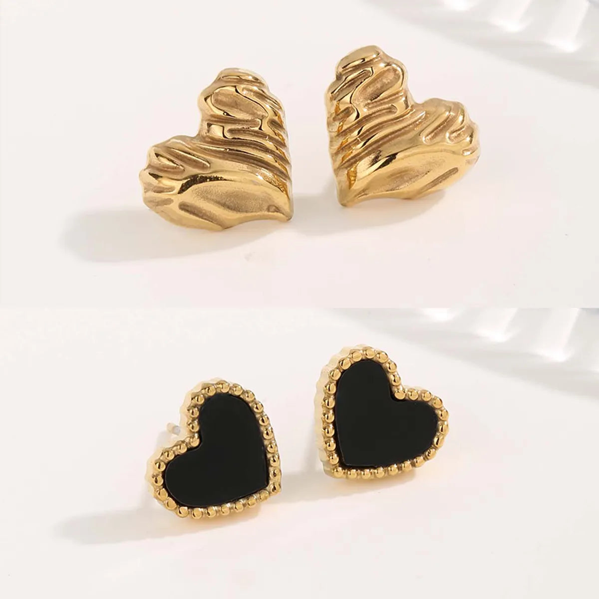 1 Pair Cute Sweet Heart Shape Plating Titanium Steel Gold Plated Ear Studs