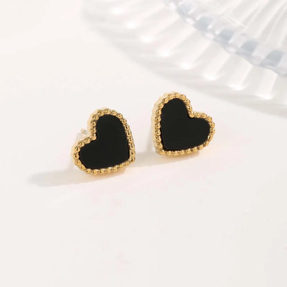 1 Pair Cute Sweet Heart Shape Plating Titanium Steel Gold Plated Ear Studs