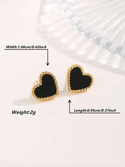 1 Pair Cute Sweet Heart Shape Plating Titanium Steel Gold Plated Ear Studs