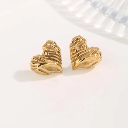 1 Pair Cute Sweet Heart Shape Plating Titanium Steel Gold Plated Ear Studs