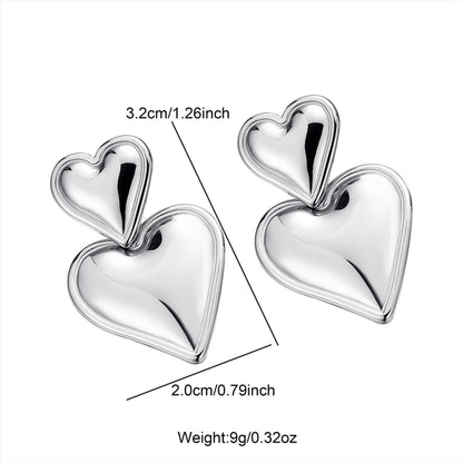 1 Pair Cute Sweet Heart Shape 304 Stainless Steel Earrings