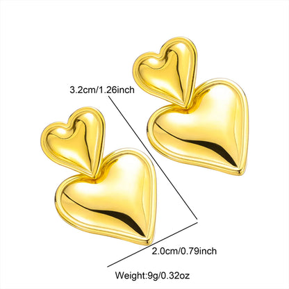 1 Pair Cute Sweet Heart Shape 304 Stainless Steel Earrings