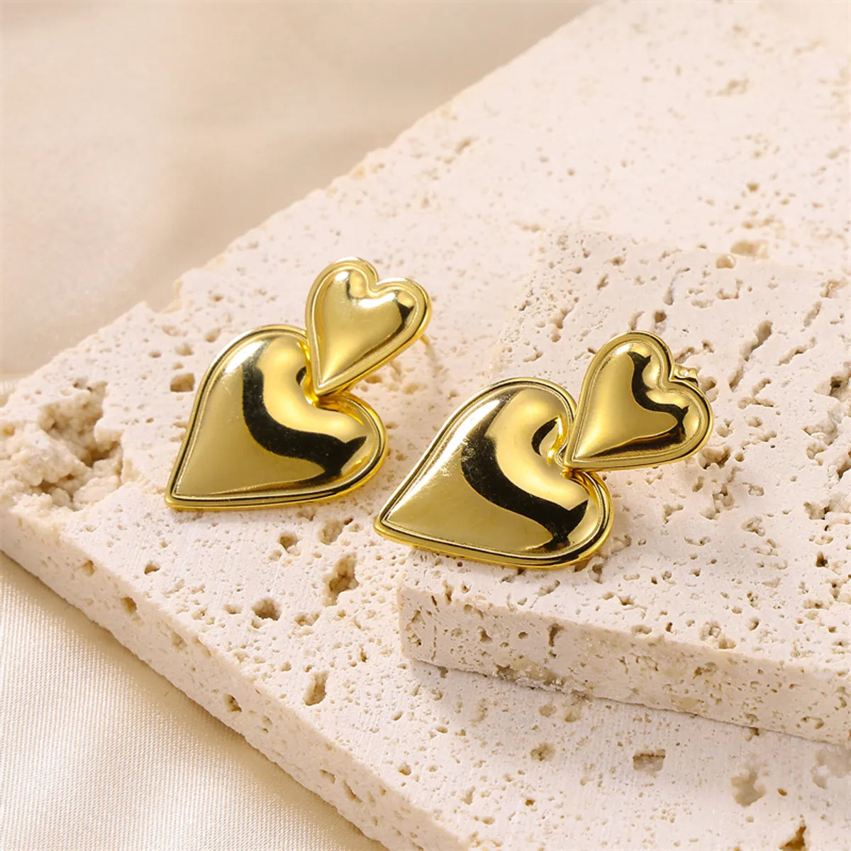 1 Pair Cute Sweet Heart Shape 304 Stainless Steel Earrings