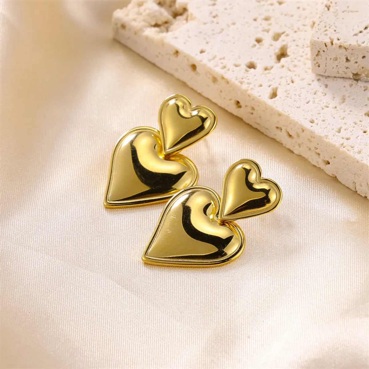 1 Pair Cute Sweet Heart Shape 304 Stainless Steel Earrings