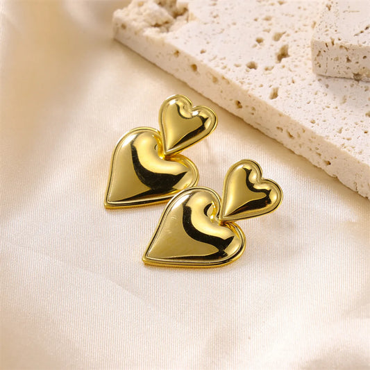 1 Pair Cute Sweet Heart Shape 304 Stainless Steel Earrings