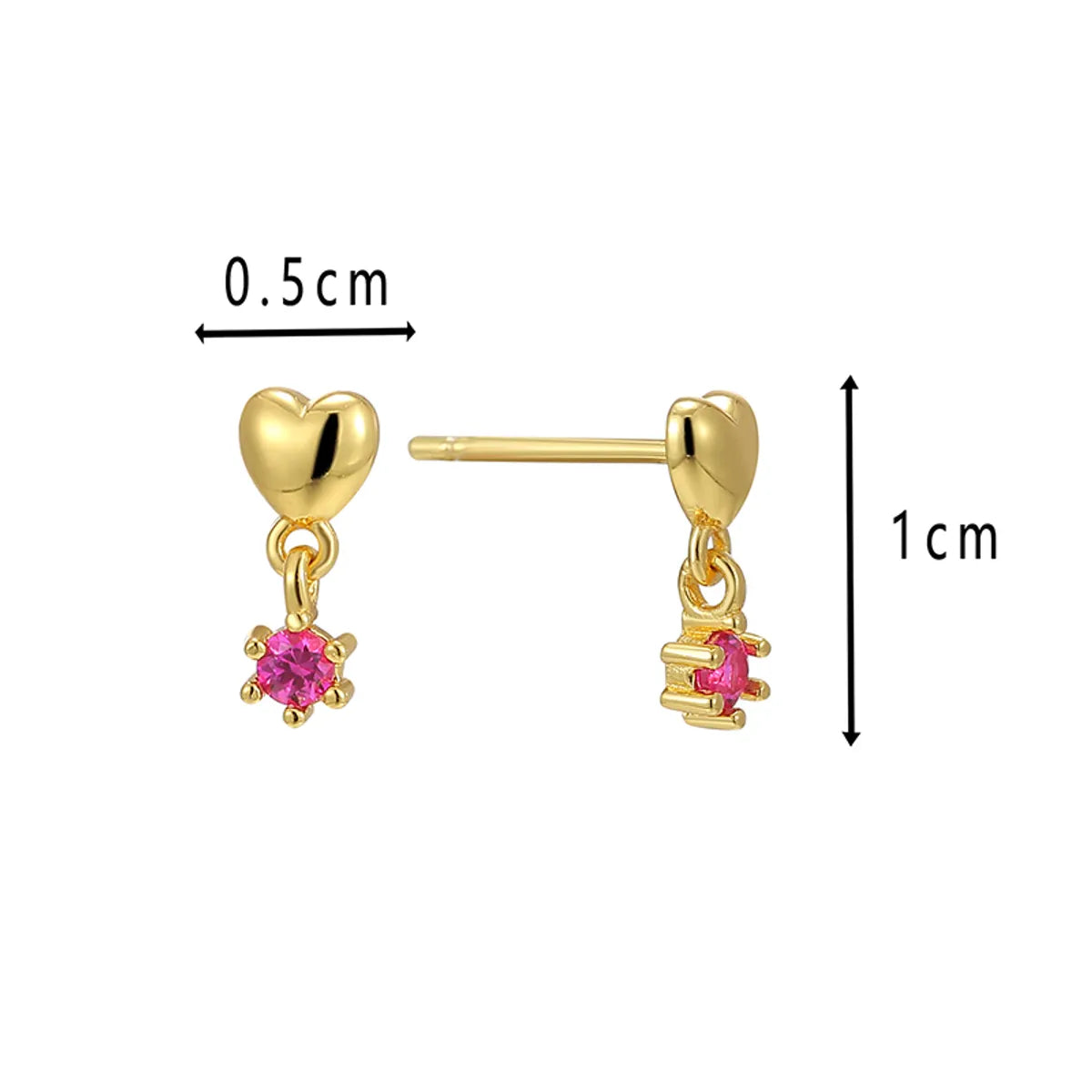 1 Pair Cute Sweet Heart Shape Sterling Silver Crystal Zircon Drop Earrings Ear Studs