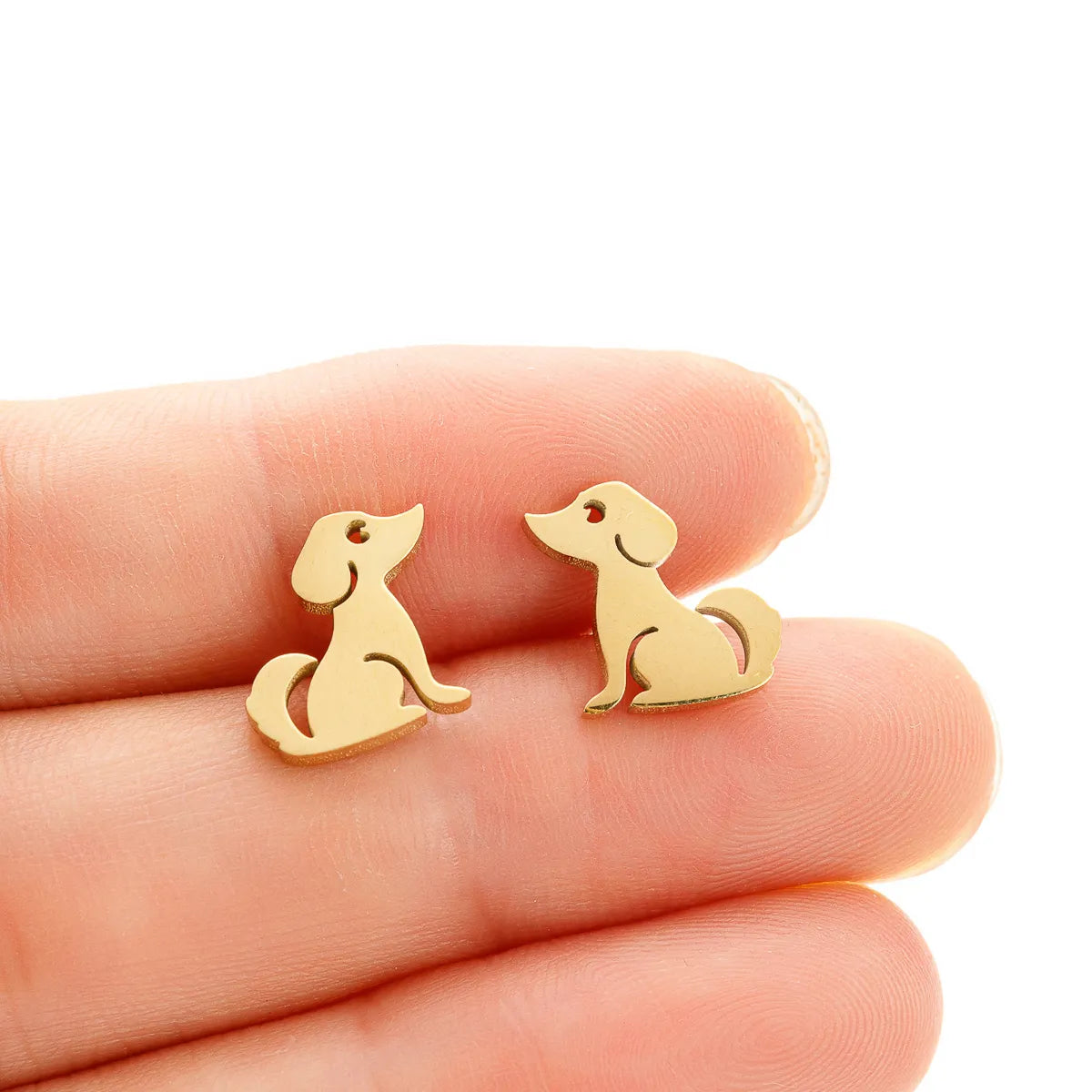 1 Pair Cute Sweet Korean Style Animal Plating 304 Stainless Steel 18K Gold Plated Ear Studs