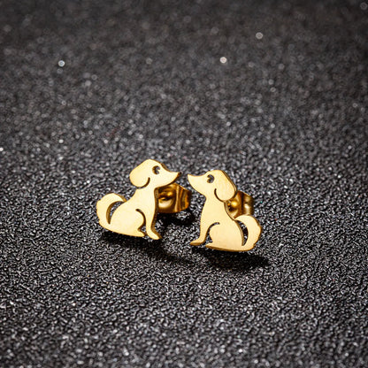 1 Pair Cute Sweet Korean Style Animal Plating 304 Stainless Steel 18K Gold Plated Ear Studs