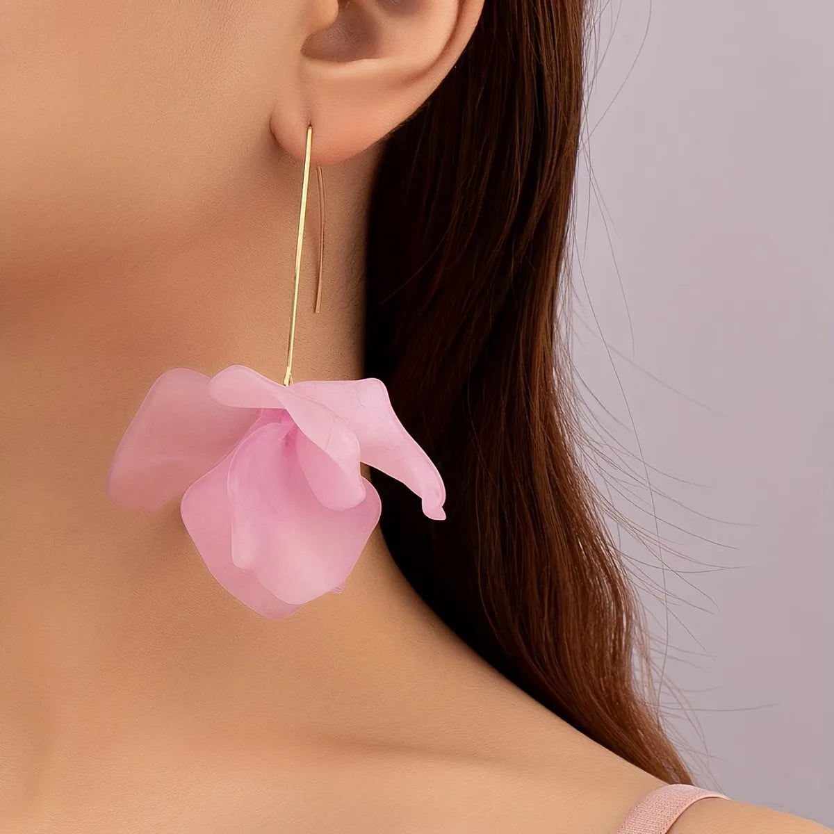 1 Pair Cute Sweet Korean Style Flower Arylic Drop Earrings