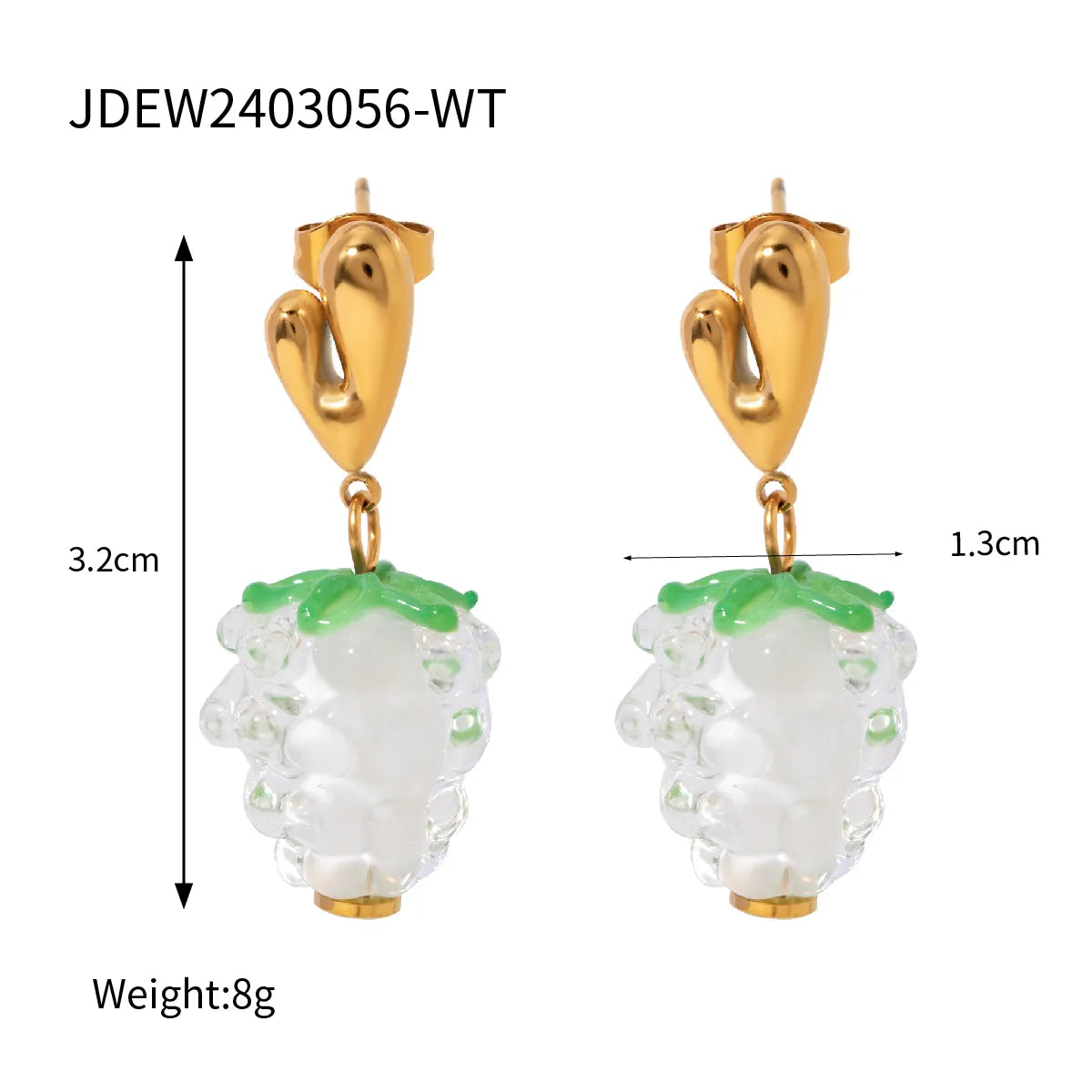 1 Pair Cute Sweet Korean Style Grape Inlay 304 Stainless Steel Resin 18K Gold Plated Drop Earrings